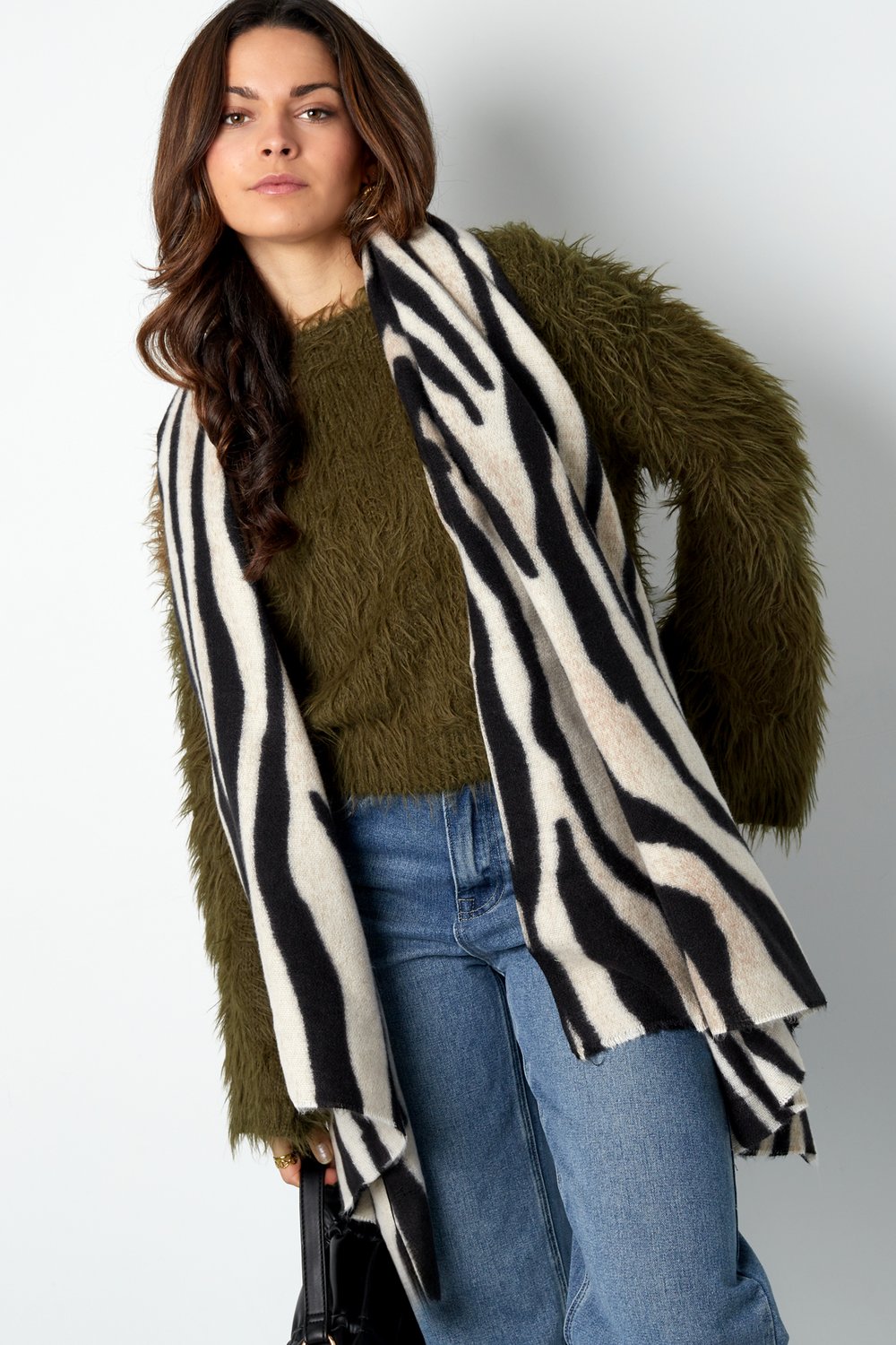 Zebra print scarf - Black and white h5Picture3